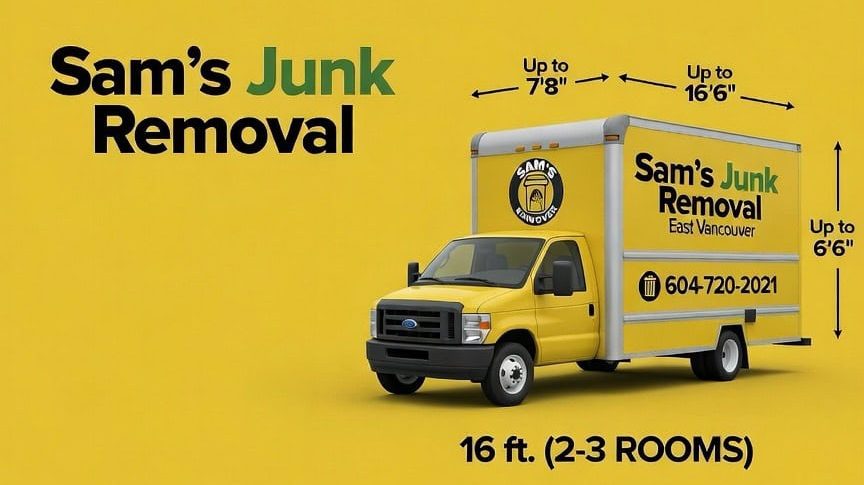 Sam’s Junk Removal truck in East Vancouver – junk removal and furniture disposal service